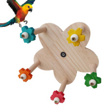 Parrot Stand Natural Wood Round With Wheel - Multi-Species Swivel Stand For Parrots, Cockatiels, Parakeets