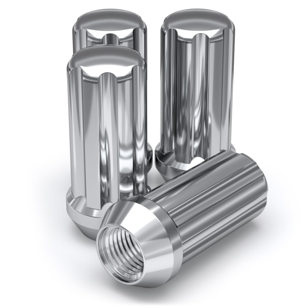 Knight 3809L-4 Chrome M14 X 1.50 Duplex Spline Lug Nut 4 Pack White 197984000154