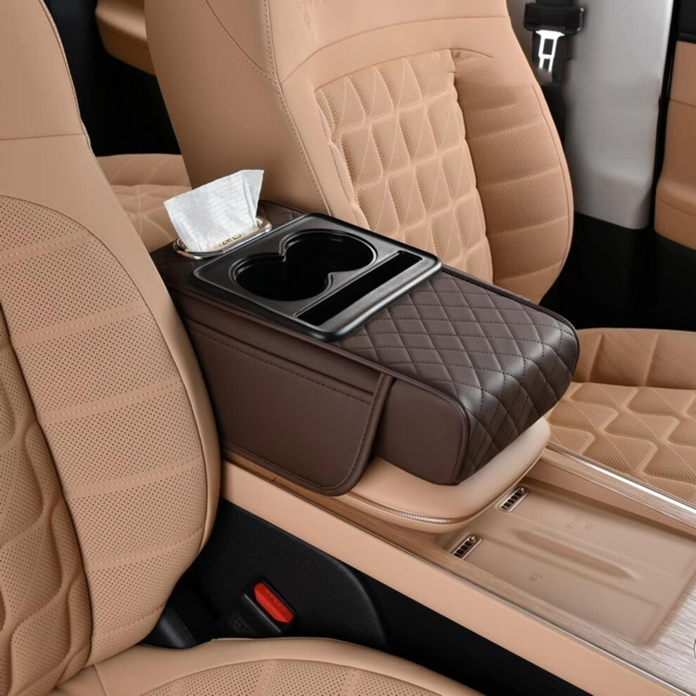 Car Armrest Pad For Vw Passat Variant B9 And B9 R-Line, Armrest Cushion With Storage Bag And Console Pad, G Coffee 9084446128970