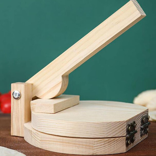 Wooden Tortilla Paste Press Manual Dumpling Presser, Pizza Maker, Round Baking Tool 2