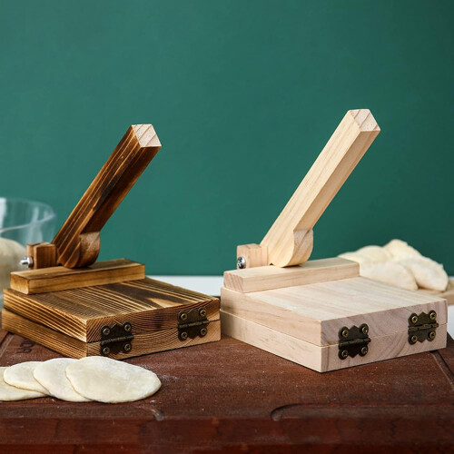Wooden Tortilla Paste Press Manual Dumpling Presser Pizza Maker Square Baking Mold 2