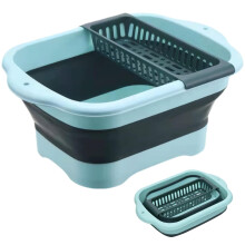 Collapsible Wash Basin Lightweight 16.5x11.8x7.1 Inches Tub With Drain Tray And Plug Handle And Hanging Hole Green