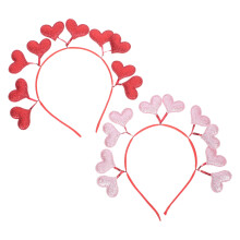 2Pcs Adjustable Love Heart Hair Bands Plastic Metal Party Headbands