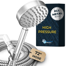 ALL METAL Handheld Shower Head with Hose and Brass Holder- BRUSHED NICKEL - 2.5 GPM High Pressure - with Adjustable Wand Bracket - 6ft Flexible E