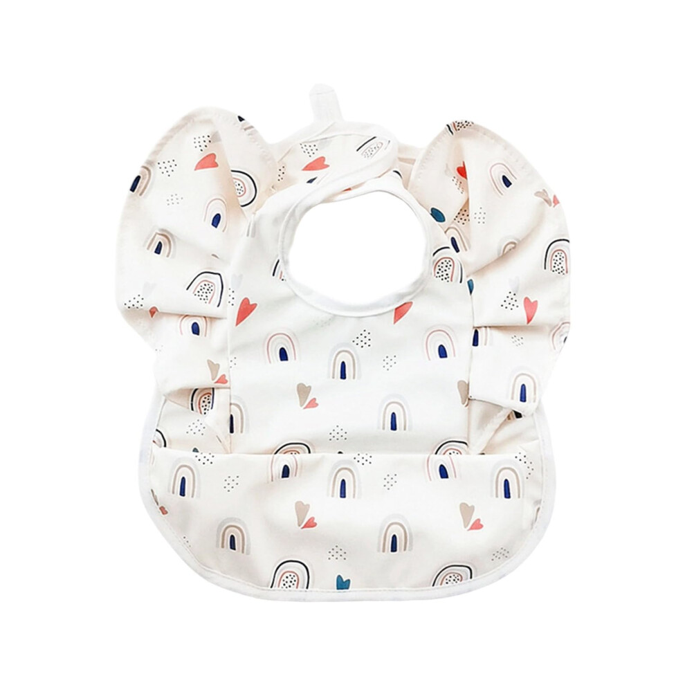 Water Proofing Infant Bib Wing Wipeable Burp Cloth Portable Foldable Adjustable Teething Bib For Newborns Rainbow