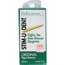 Stim-U-Dent Plaque Remreers 3 pakker med 4x25 pluk/pakke (300 pluk)-Mynte smag