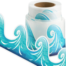 Self-Adhesive Border Stickers Wavy Blue Border Peel and Stick 7.6 cm x 15 m Bulletin Board Borders for Room Decor 2 pcs