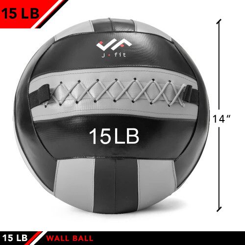 JFIT Wall Ball, 15 LB, Gray/Black 1