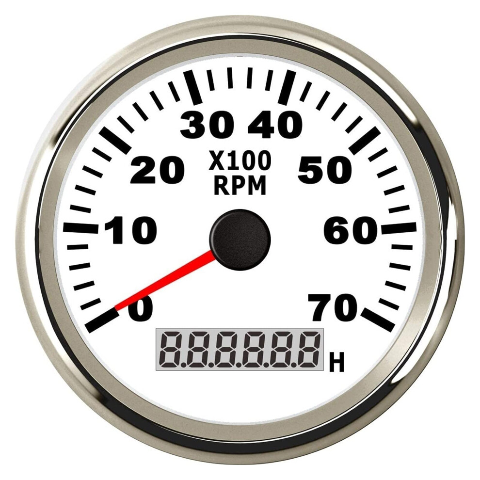 Waterproof Tachometer Rev Counter Rpm Gauge With Hour Meter 0-7000 Rpm 85Mm Diameter 9-32V Backlight 9354506977467