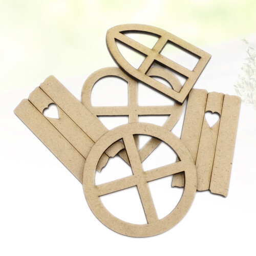 5 fensterförmige holzstücke spanplatten, bastelzubehör 2