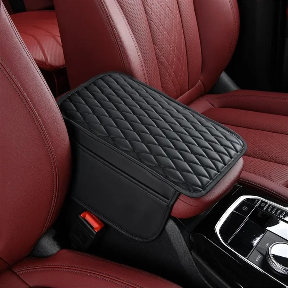 Armrest Storage Box Center Console Protector Cover, Armrest Cushion With Pocket, Elbow Support, Universal Black 9354506977900