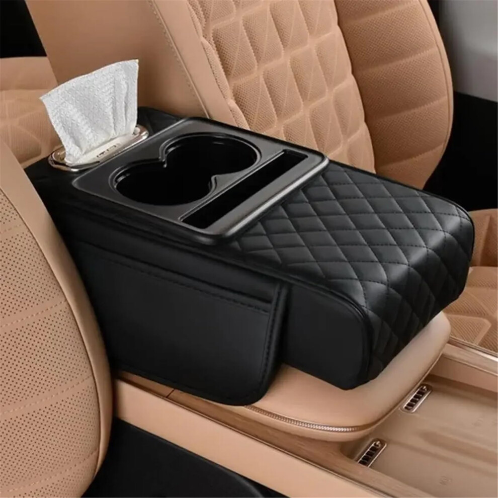 Armrest Storage Box Car Armrest Heightening Pad With Pocket Tissue Cup Cotton Elbow Holder A-6 Model 9393856028788