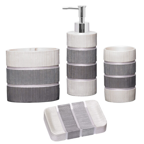 Zahari Home 4pc Modern Line Modern Bathroom Accessories Set Modern Soa