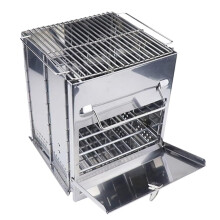 Bbq Grill Portable Charcoal Grill For Camping Outdoor Cooking Silver With Handle 20x20x27cm Barbecue