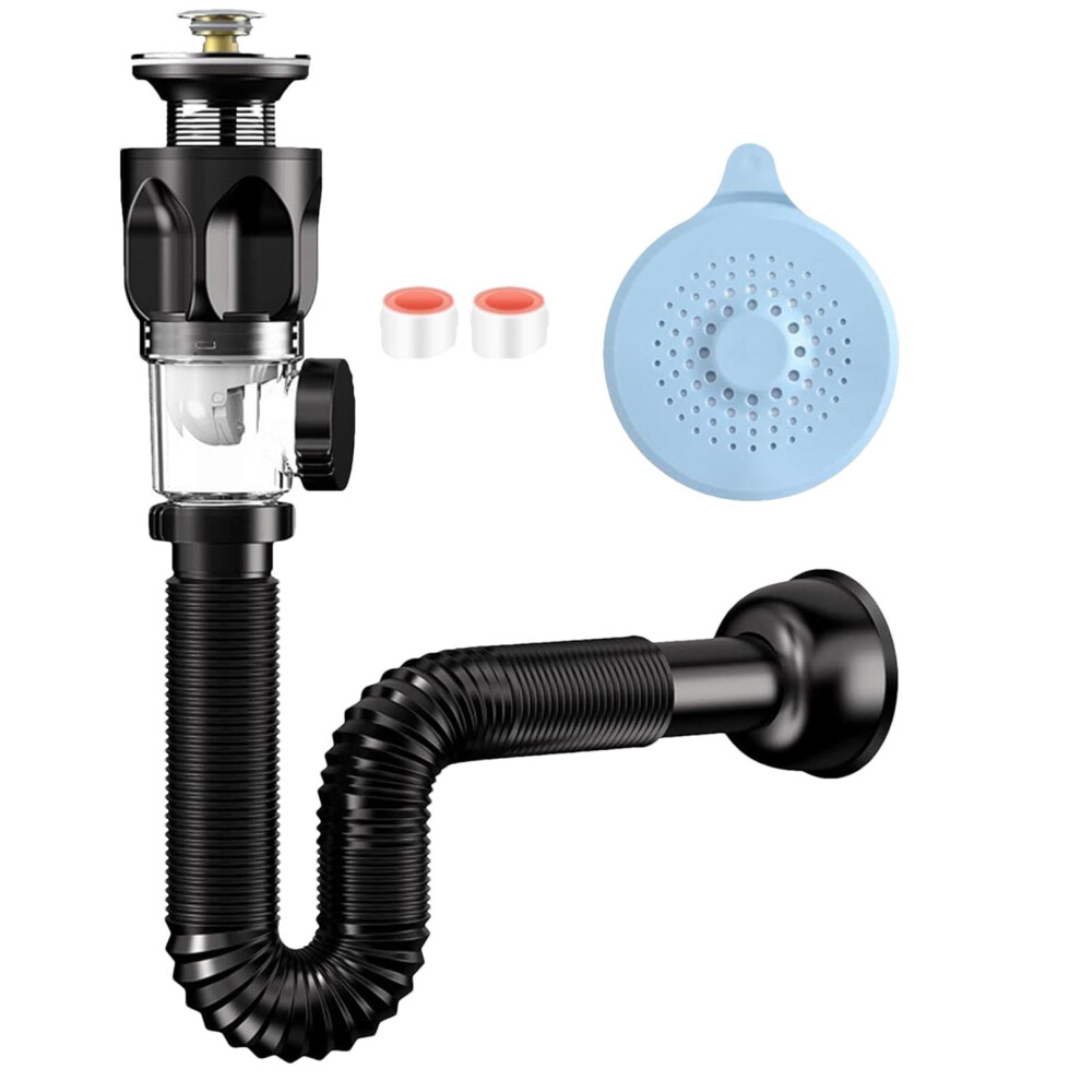 Kitchen Sink Drain Pipe, Anti-Clogging P-Trap, Expandable Drain Kit, Anti-Odor Leakproof, Fits Standard Kitchen And Bathroom Sinks 9016109128263