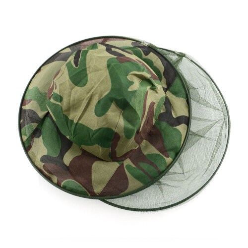 Camouflage Elastic Neck Bee Resistance Cap with Protective Mesh 1