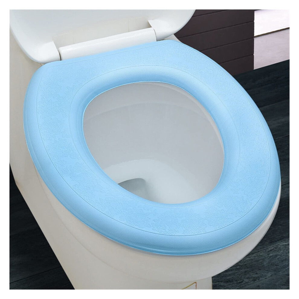 Waterproof Toilet Cover Winter Warm Soft Washable Foam Thickened Silicone Seat Cover Mat Four Seasons Blue 9354506978709