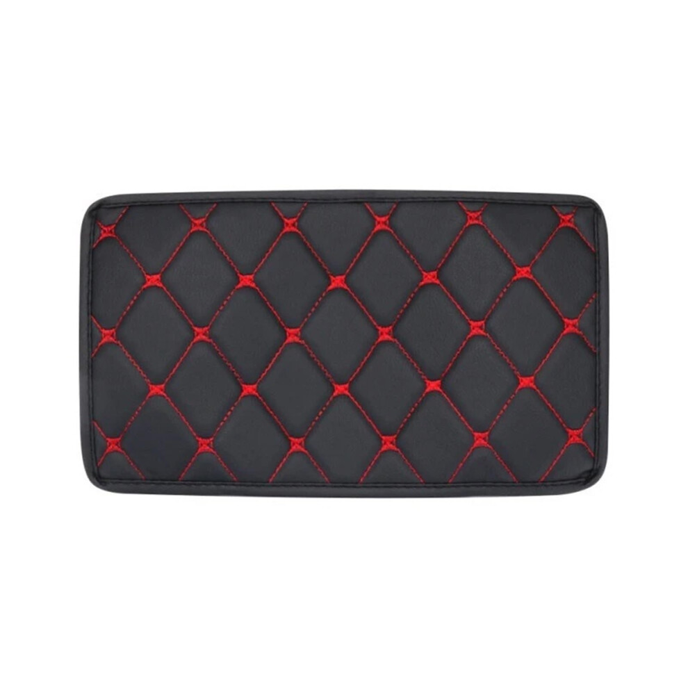 Armrest Storage Box Universal Car Armrest Organizer Cushion Cover Dust-Proof Waterproof Interior - Black/Red 9084446130867