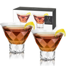 Viski Raye Gem Crystal Martini-Glser-Set, 2 Stck  Glser ohne Stiel fr Martini, Margarita und Cocktails, Glaswaren, Geschenkset, 200 ml