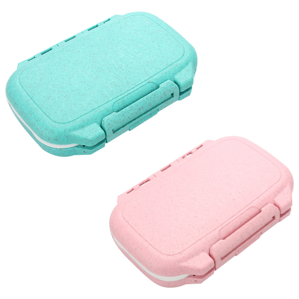 Iplusmile Blue/Pink 2Pcs Small Pill Box Portable Medicine Case