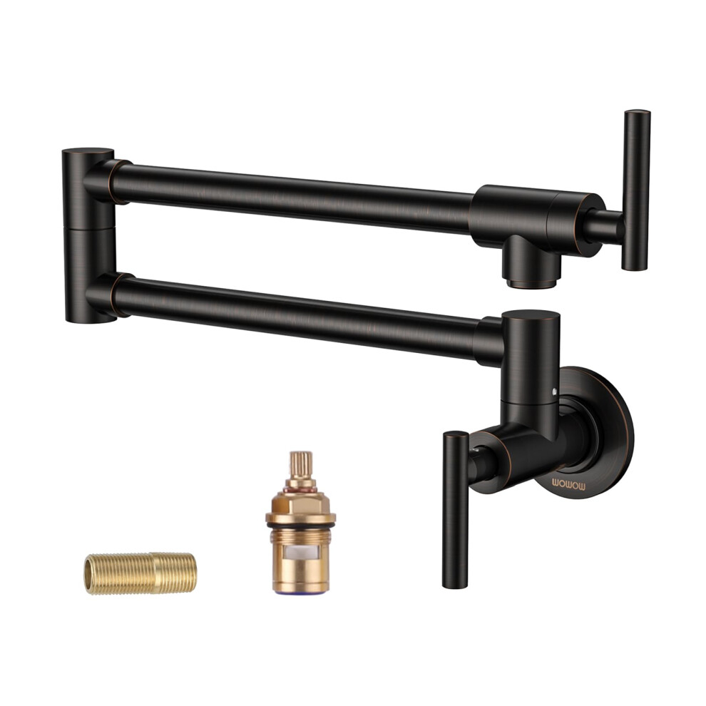 Wowow Pot Filler Faucet Oil-Rubbed Bronze Commercial Wall Mount Stove 663250026697