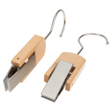 2Pcs Creative Clothes Clamp Hooks Wood Iron Multi-Use Hangers