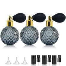 LINALL Perfume Atomizer Spray Bottle 3.4OZ / 100ml - Vintage Refillable Glass Bottle - SPBT0003 (3 pcs)
