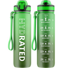 Qlur vandflaske med halm 32oz motiverende vandflasker med tidsmark?r til at drikke Tritan BPA gratis 1L sportsvandflaske med b?restrop l?kage til