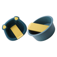 2 stuks draagbare waskom met wasplank voor babykleding, plastic