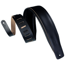 Levy's Leathers 3"" extralanger Gitarrengurt aus echtem Leder mit Rckseite aus Textilleder; Schwarz (DM1PD-XL-BLK)
