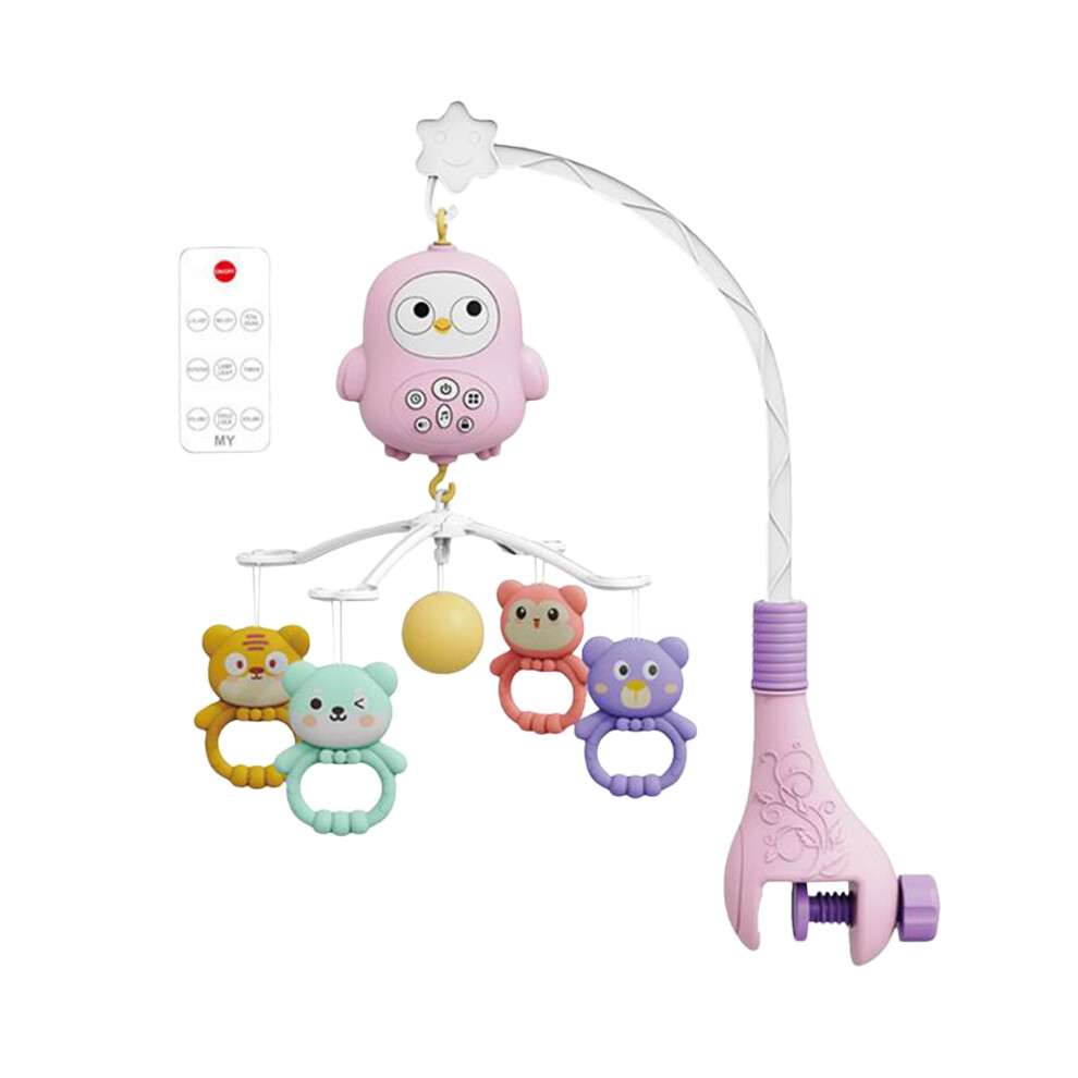 Mobile for Crib Baby Musical Crib Mobile Wooden Hanging Mount Portable Bassinet Bedside Playpen Pink