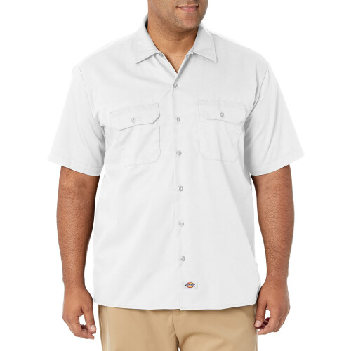 Dickies Dickies Ανδρικό Πουκάμισο Εργασίας Μικρά Μανίκια, Λευκό, 4X-Large Big ΗΠΑ