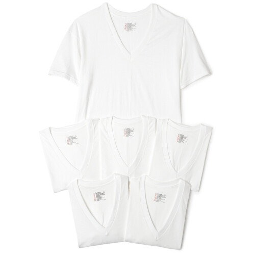 Hanes Ultimate Ανδρικό 6-Pack Classics V-Neck T-Shirt Value Pack, Λευκό, Μεγάλο