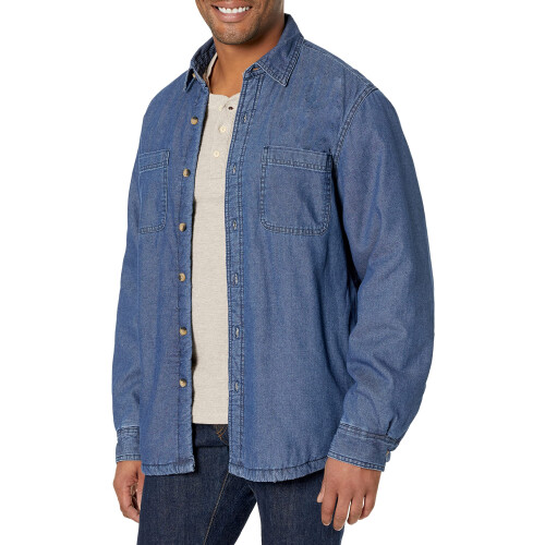 Wrangler Wrangler Authentics Ανδρικό Μπουφάν με Μακριά Μανίκια και Επένδυση Sherpa, Indigo, Μεγάλο