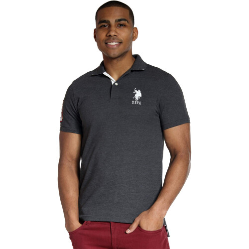 Πολυεθνική Υπογραφή U.S. Polo Ανδρικό Slim Fit Πόλο, Σκούρο Γκρι, Μεγάλο