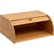 MantraRaj Bamboo Bread Bin Storage Counter Top Roll Top Bread Box Space Saving for Countertop Store Bread Cake