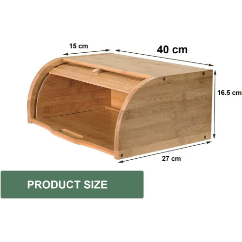 MantraRaj Bamboo Bread Bin Storage Counter Top Roll Top Bread Box Space Saving for Countertop Store Bread Cake 2