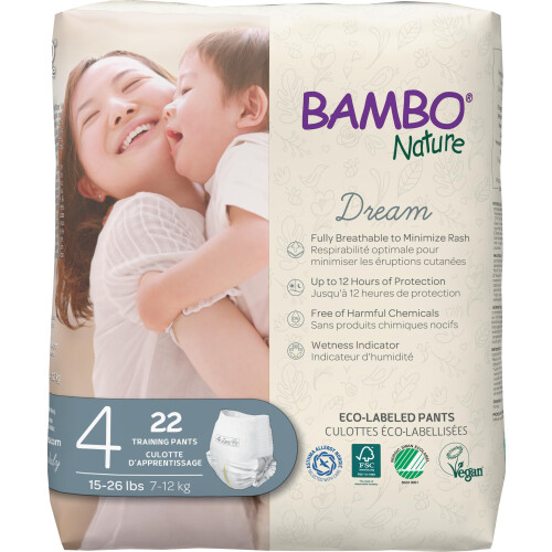 Bambo Nature Premium Οικολογικές Παιδικές Πάνες, Μέγεθος 4 (15-31 Λβ), 22 Τεμάχια