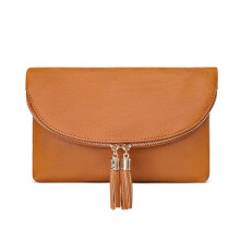 Solene Damen Envelop Clutch Umhngetasche mit Quasten-Akzent (WU075-Tan)