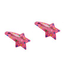 6 pcs girl star hairpins dot print metal side clip mixed color