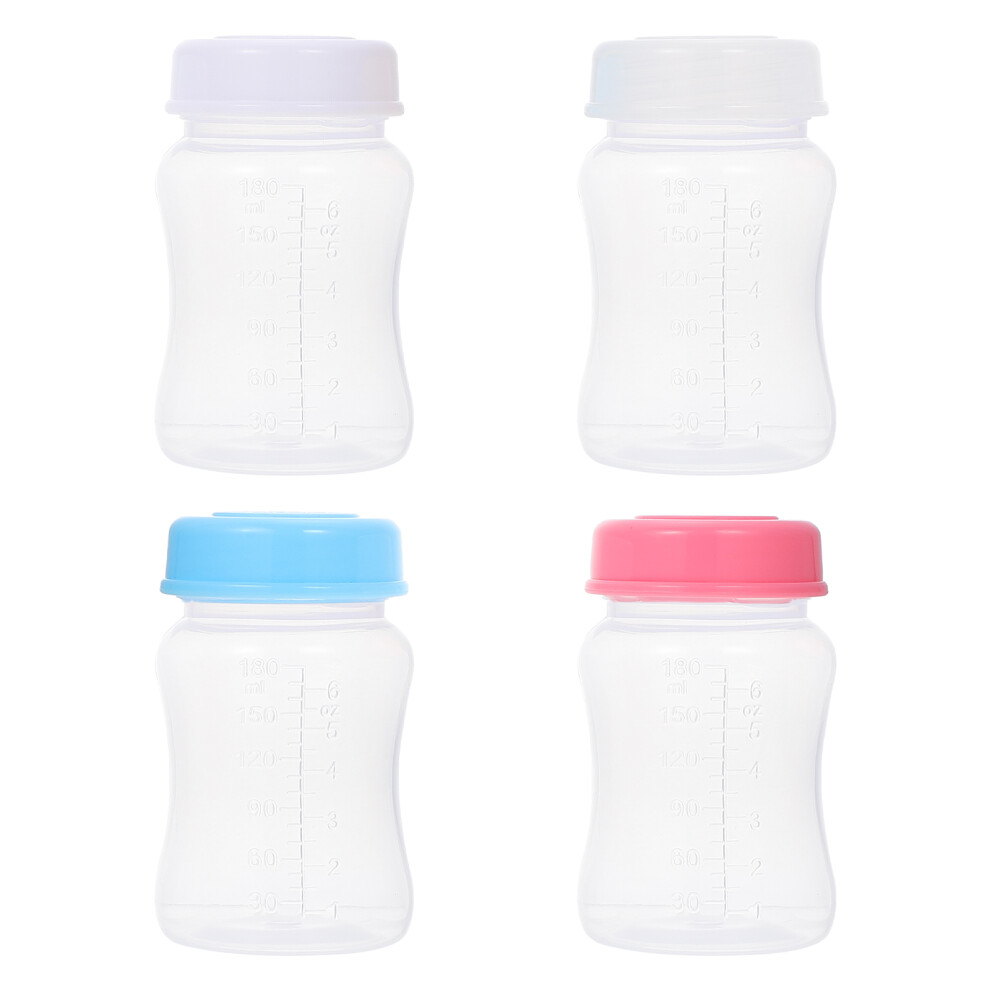4Pcs Plastic Wide Neck Nursing Milk Bottles (Mixed Colors) Villcase