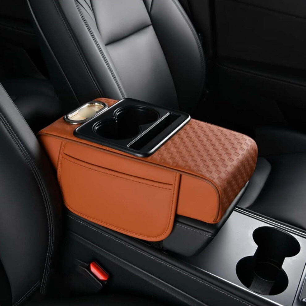 Car Armrest Pad For Renault Austral E-Tech Hybrid 2023-2024 Waterproof Leather Center Console Cover With Sided Pockets 9393856031030