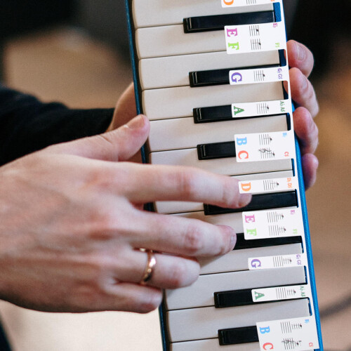piano keyboard note strip for 61 keys with numbered musical notation 1