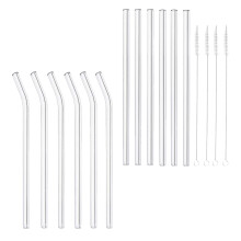 16-Piece Reusable Glass Straw Set High Borosilicate Drinking Straws And Dishwasher Safe For Beverages And Smoothies