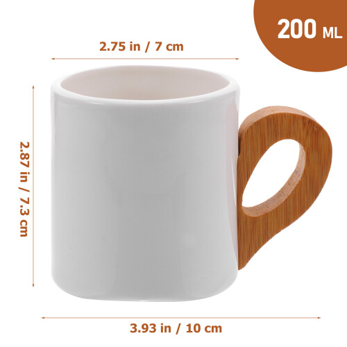 White Ceramic Handled Mugs with Bamboo for Home and Office 1