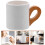 White Ceramic Handled Mugs with Bamboo for Home and Office 5