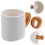 White Ceramic Handled Mugs with Bamboo for Home and Office 3