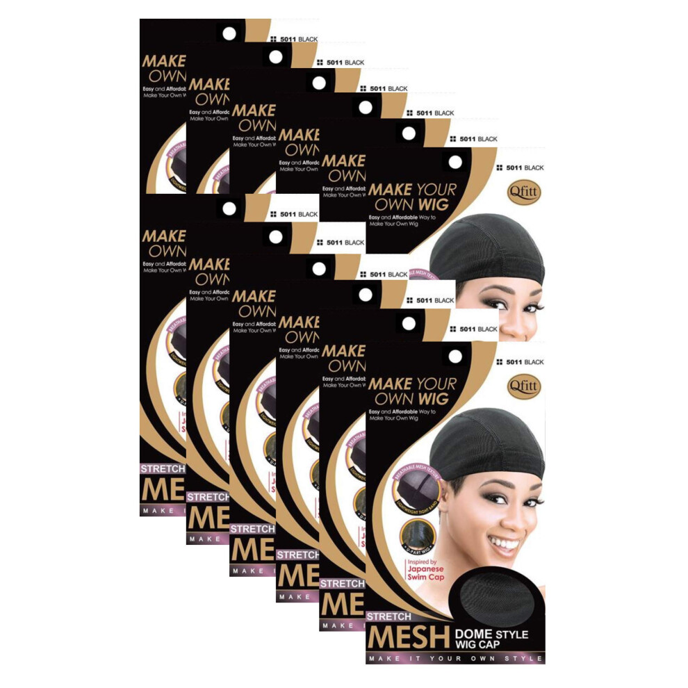 Qfitt Unisex (12 Pack) - Mesh Dome Style Wig Cap #5011
