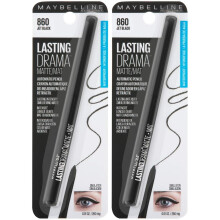 Maybelline Eyestudio Lasting Drama, wasserfester, matter Gel-Stift, schwarzer Eyeliner, Make-up, tiefschwarz, 2 St   ck