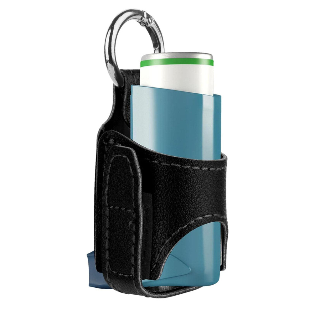 Inhaler Storage Case Inhaler Spacer Holder Metal Buckle PU Leather Protective Case Lightweight For Travel School Hiking